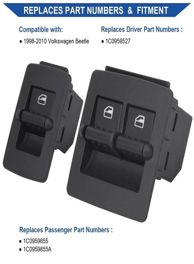 Obaee Power Window Switch Button Driver Side & Passenger Side Compatible with 1998-2010 VW Volkswagen Beetle, Replace OEM 1C0959527, 1C0959855 - Image 4